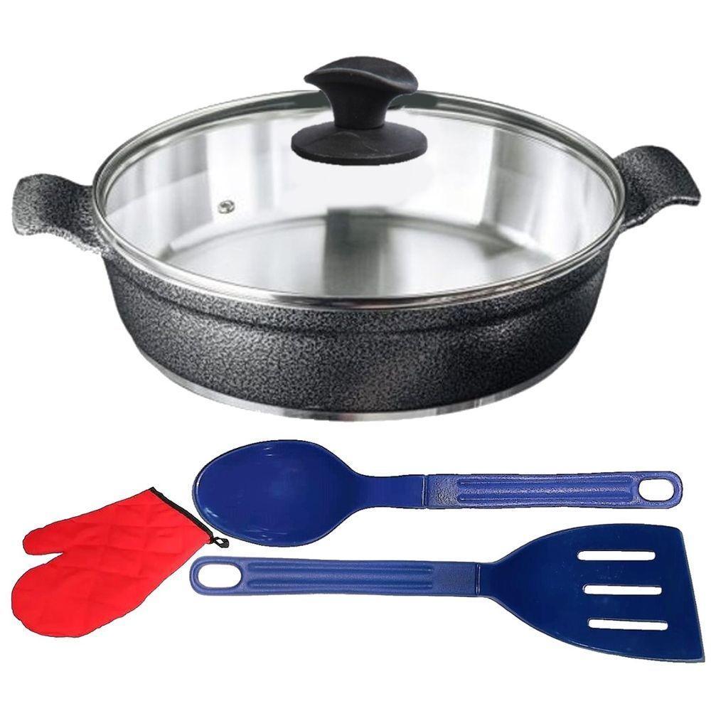 Frigideira Preto Craqueado Alumínio Usinado Tluva 01 30cm - 1