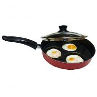 Frigideira 3 Ovos Tampa Vidro Antiaderente Vermelha Docesar - 1