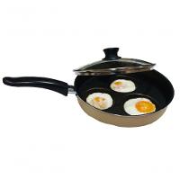 Frigideira 3 Ovos Tampa Vidro Antiaderente Bege Docesar - 1