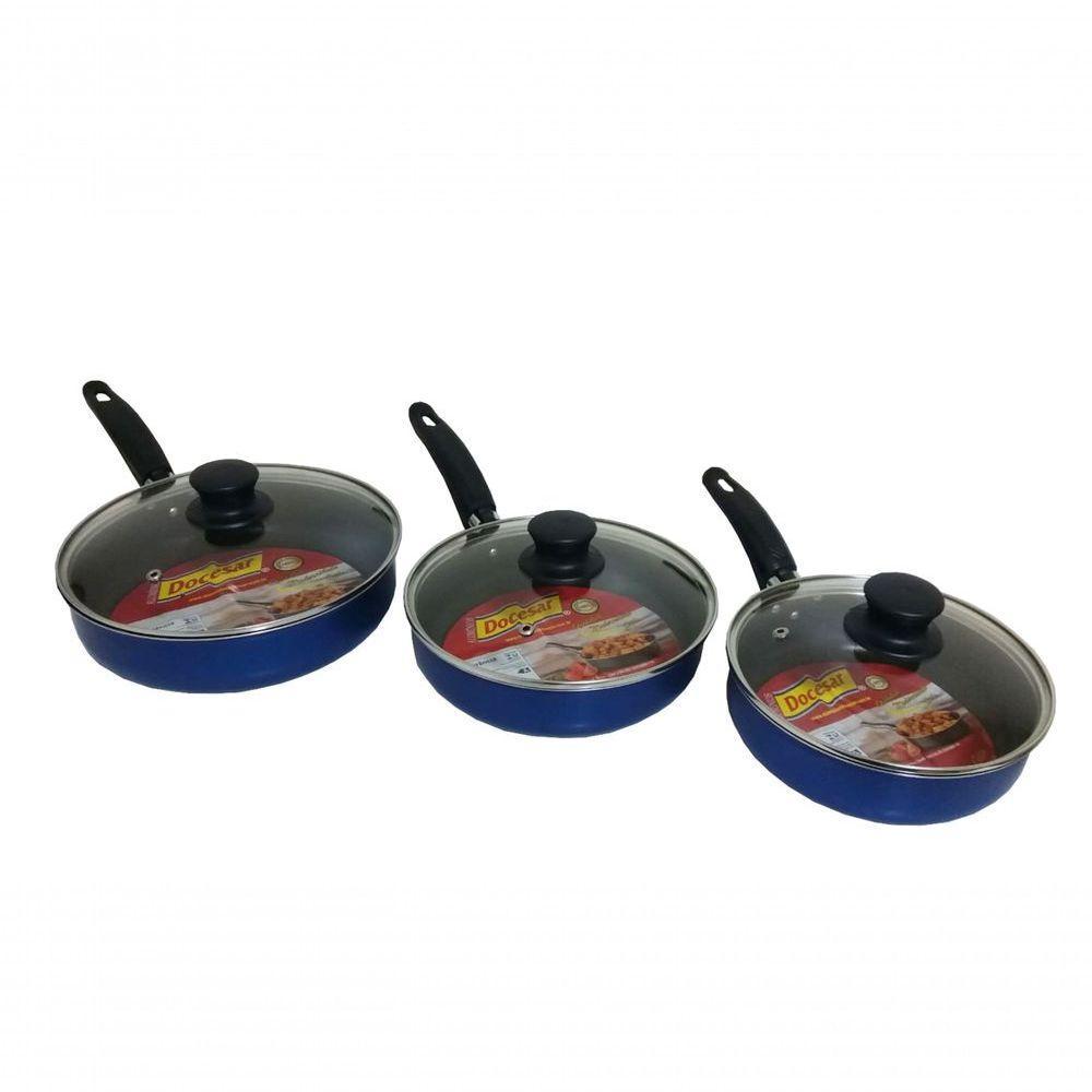 Kit 3 Frigideiras Antiaderente Com Tampa 18cm, 20cm, 22cm - 1