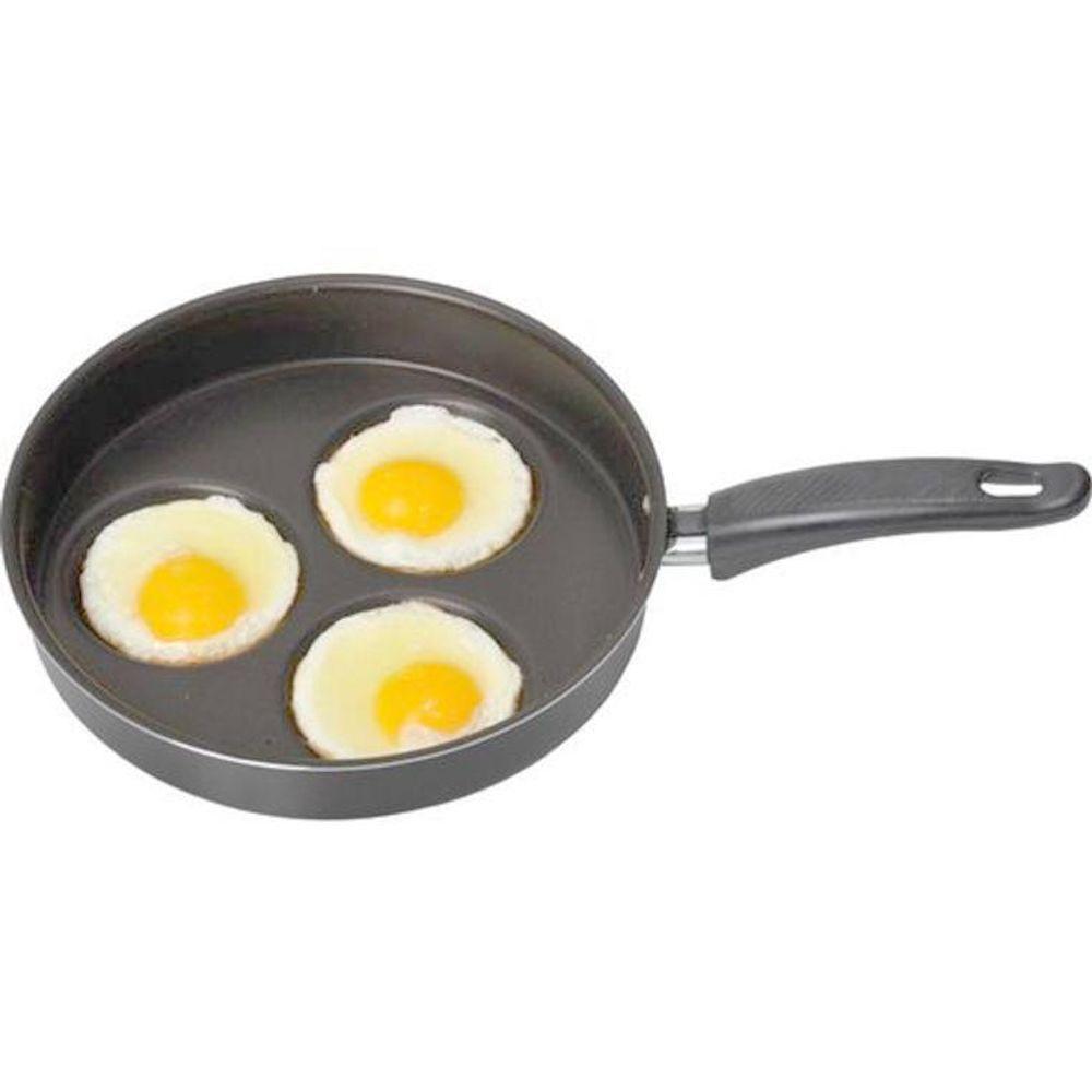 Frigideira Para 3 Ovos Tampa Vidro Antiaderente Azul Docesar - 4