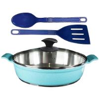 Frigideira Azul Turquesa Alumínio Usinado Talher 01 Aa 30cm - 1