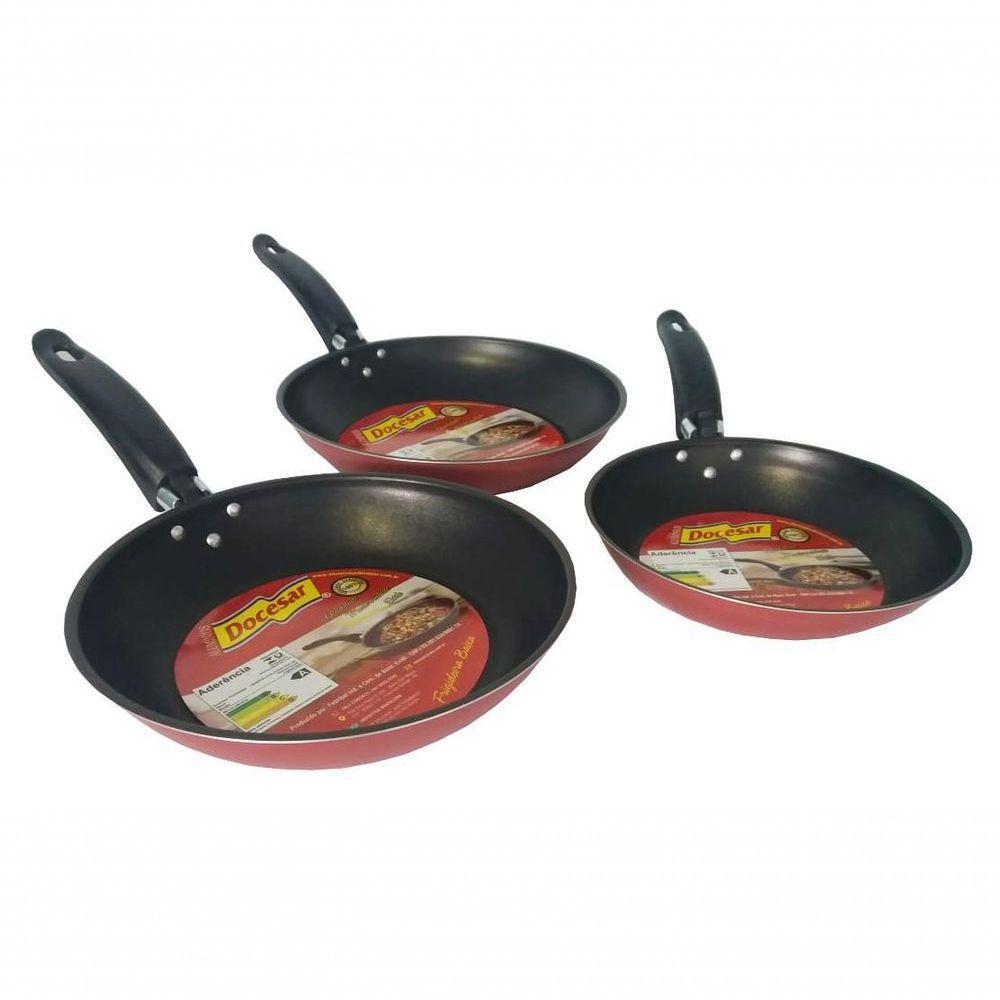 Kit 3 Frigideiras Antiaderentes 18, 20, 22cm Cereja Docesar - 1