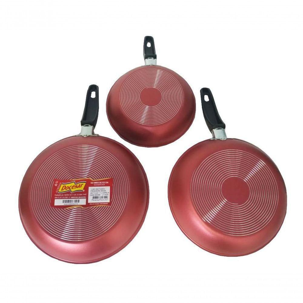 Kit 3 Frigideiras Antiaderentes 18, 20, 22cm Cereja Docesar - 2