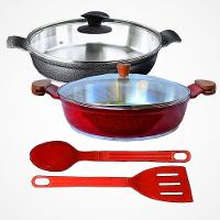 Jogo Frigideiras Antiaderente Usinado Aa E Am 30cm T03 N02 - 1