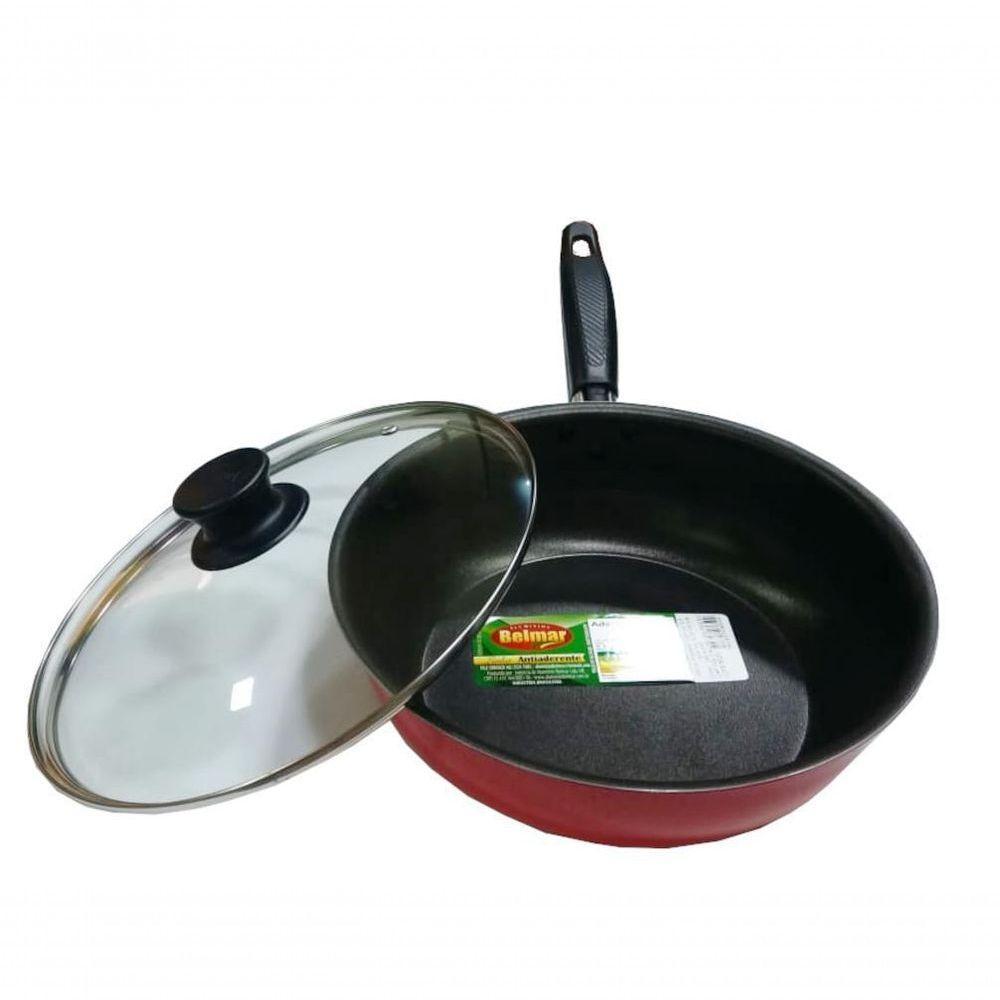 Frigideira Antiaderente Com Tampa Vermelha Pigmentada Belmar - 3