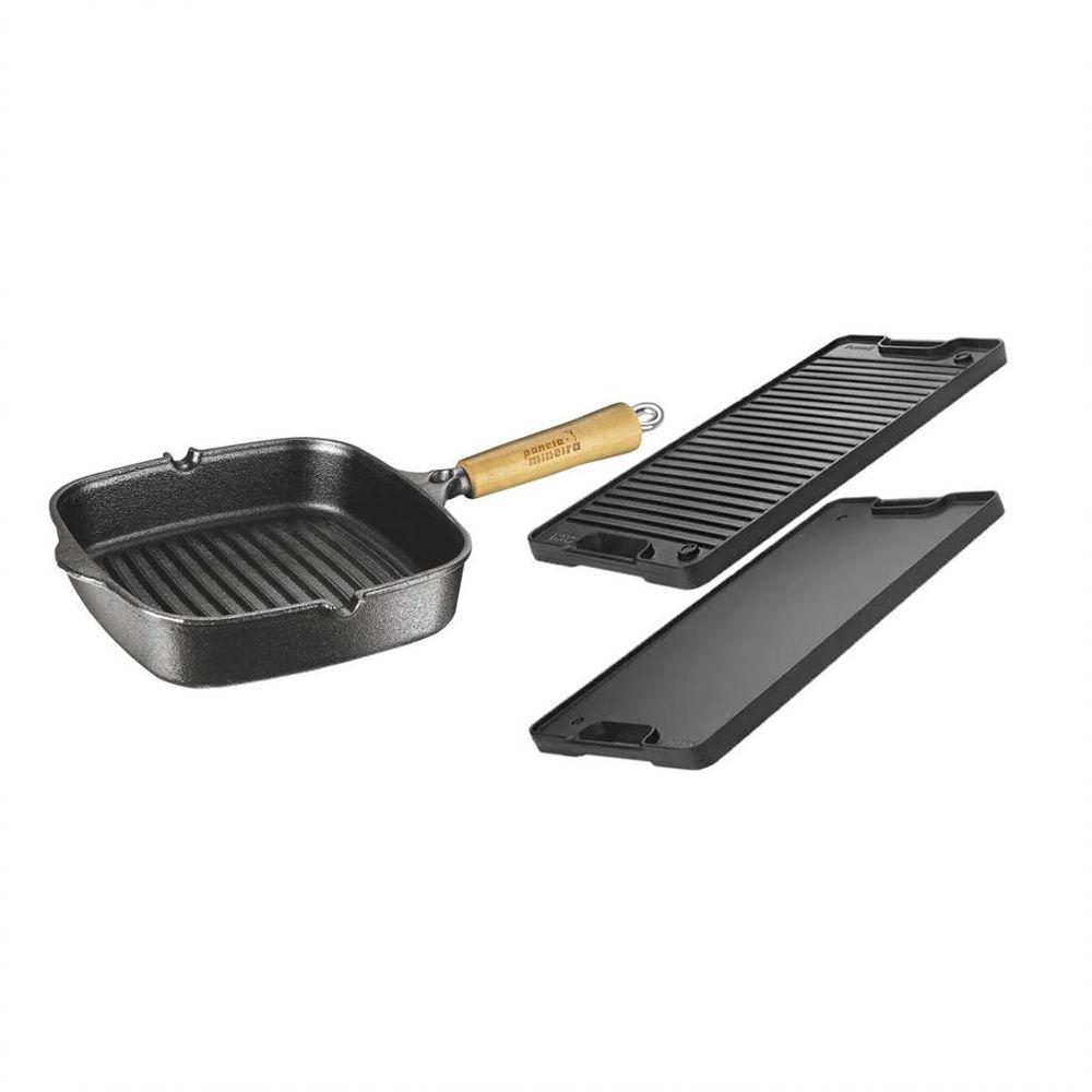 Kit Chapa Dupla Face Alça De Ferro E Frigideira Cook Grill - 1