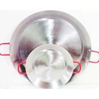 Paellera Tacho Aço Inox 2Mm 2,3 Litros 30Cm Alça Vermelha - 5