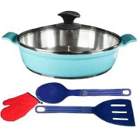 Frigideira Azul Turquesa Alumínio Usinado Talher Luva01 30cm - 1