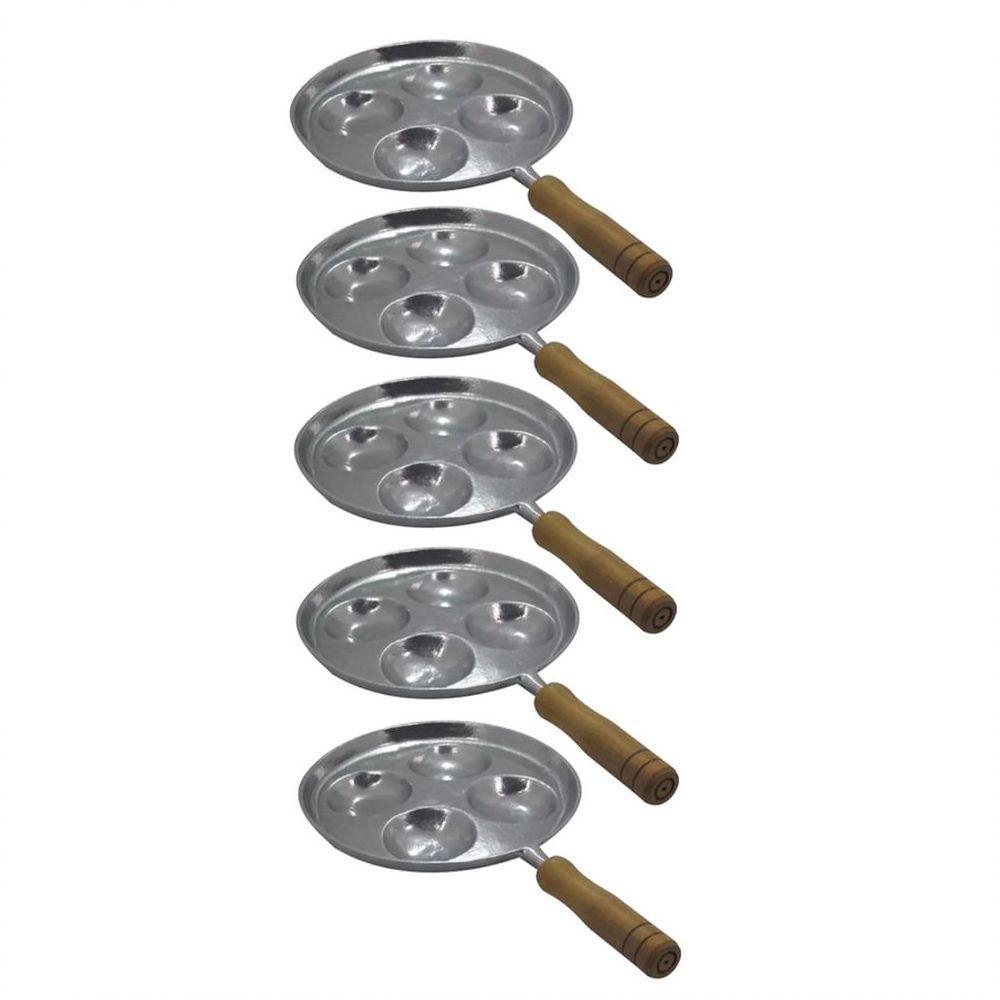 Kit 5 Frigideiras Multi-Ovo Frita 4 Ovos Em Alumínio Batido. - 1