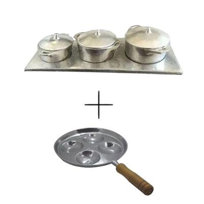 Kit Miniatura Caçarolas E Frigideira Multi-Ovo Frita 4 Ovos.