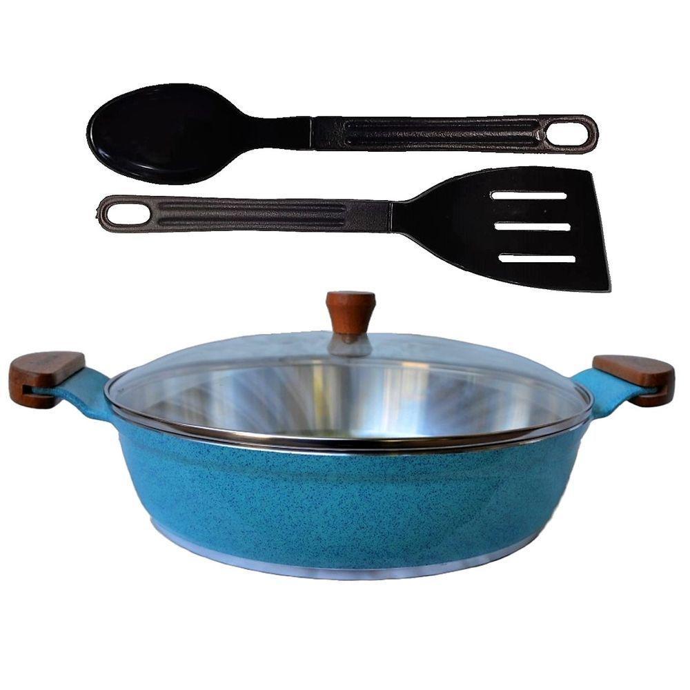 Frigideira Azul Turquesa Alumínio Usinado Talher 02 Am 30cm - 1