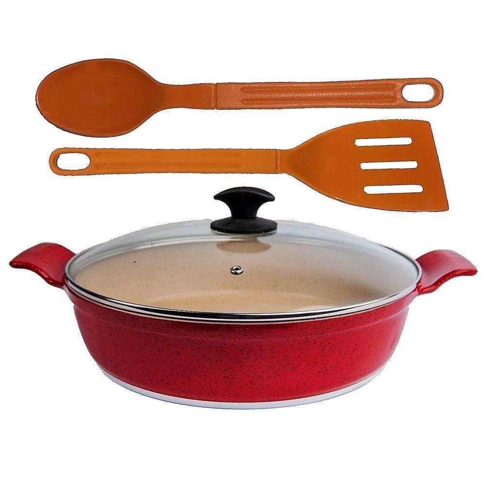 Frigideira Vermelha Antiaderente Marmorizado Talher05 Aa30cm - 1