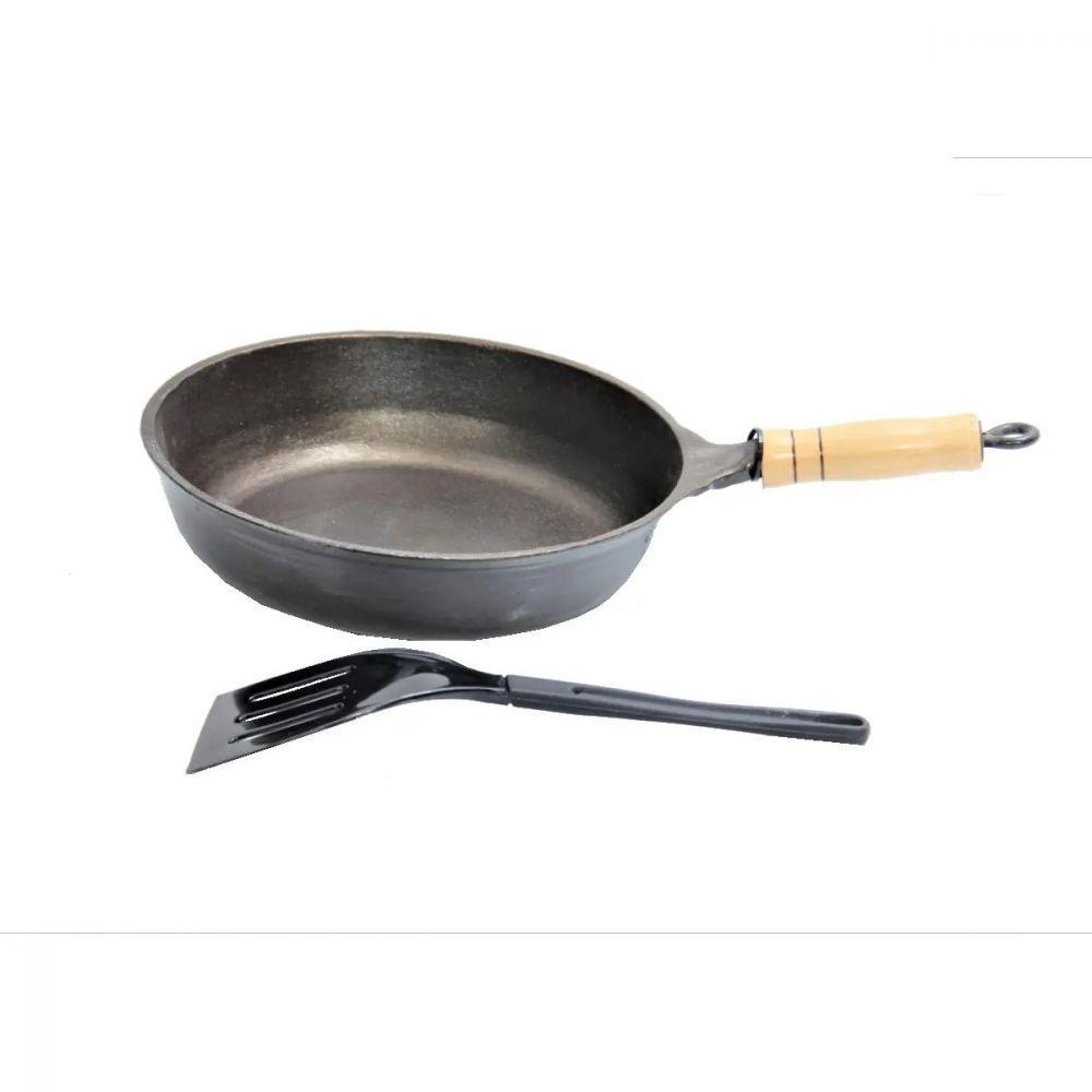 Frigideira Alta Antiaderente Cabo Madeira 30Cm E Espátula. - 1