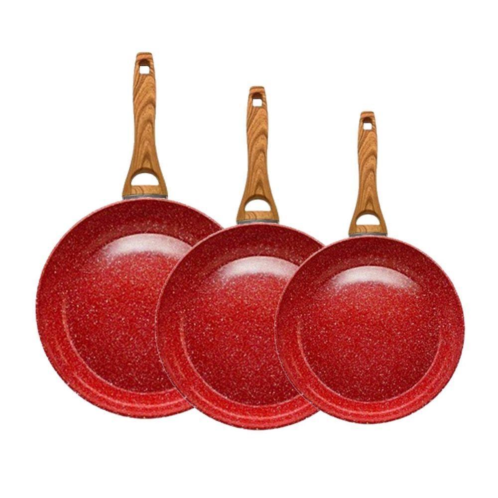 Kit Frigideira Nano Cerâmica Marmorizada Sem Óleo 20 22 24Cm. - 1