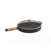 Frigideira Ferro Fundido Com Tampa Vidro Cabo Madeira 22Cm. - 2