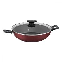 Wok Loreto Tampa de Vidro Vermelha 28cm - 1