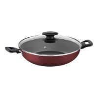 Wok Loreto Tampa de Vidro Vermelha 28cm - 2
