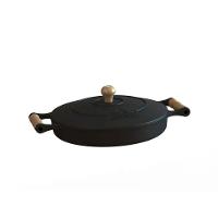 Frigideira Ferro Fundido com Tampa e Alças de Madeira 28Cm - 2