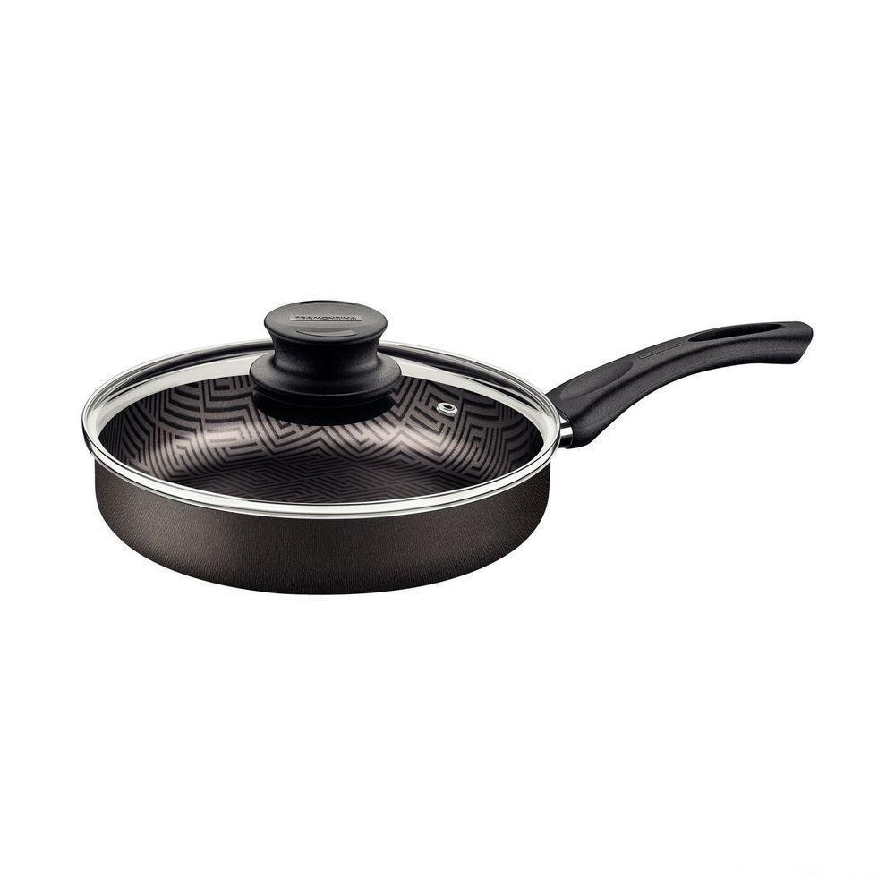 Frigideira Reta Paris 22cm 1,7l Antiaderente Starflon Max Chumbo Com Tampa De Vidro - 1