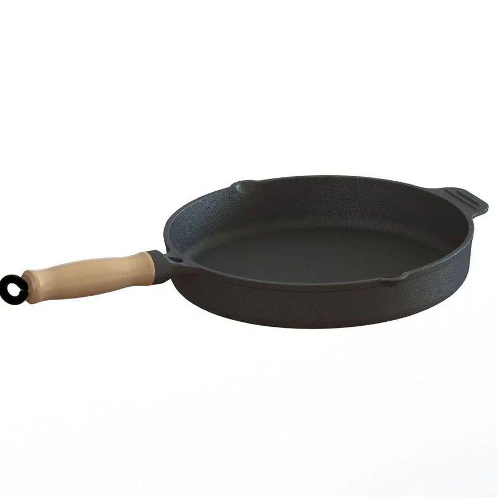 Frigideira Ferro Fundido Sem Tampa Cabo Madeira 22cm - 1