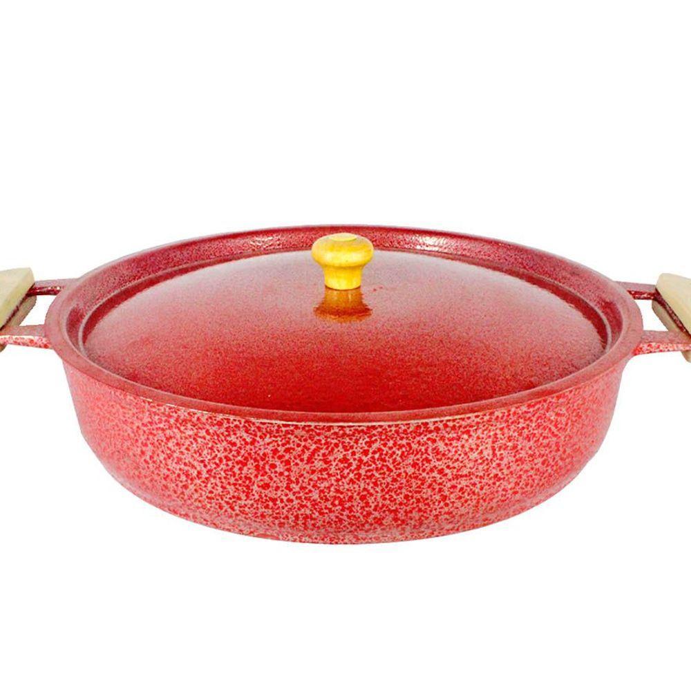 Frigideira Alumínio Craqueada Alça Meia Lua Vermelha 45cm - 1