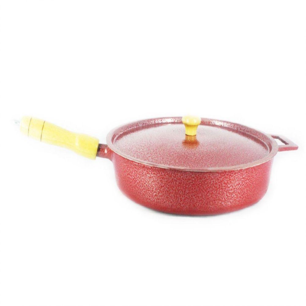 Frigideira Alumínio Fundido Craqueada Cabo De Madeira 28cm - 3