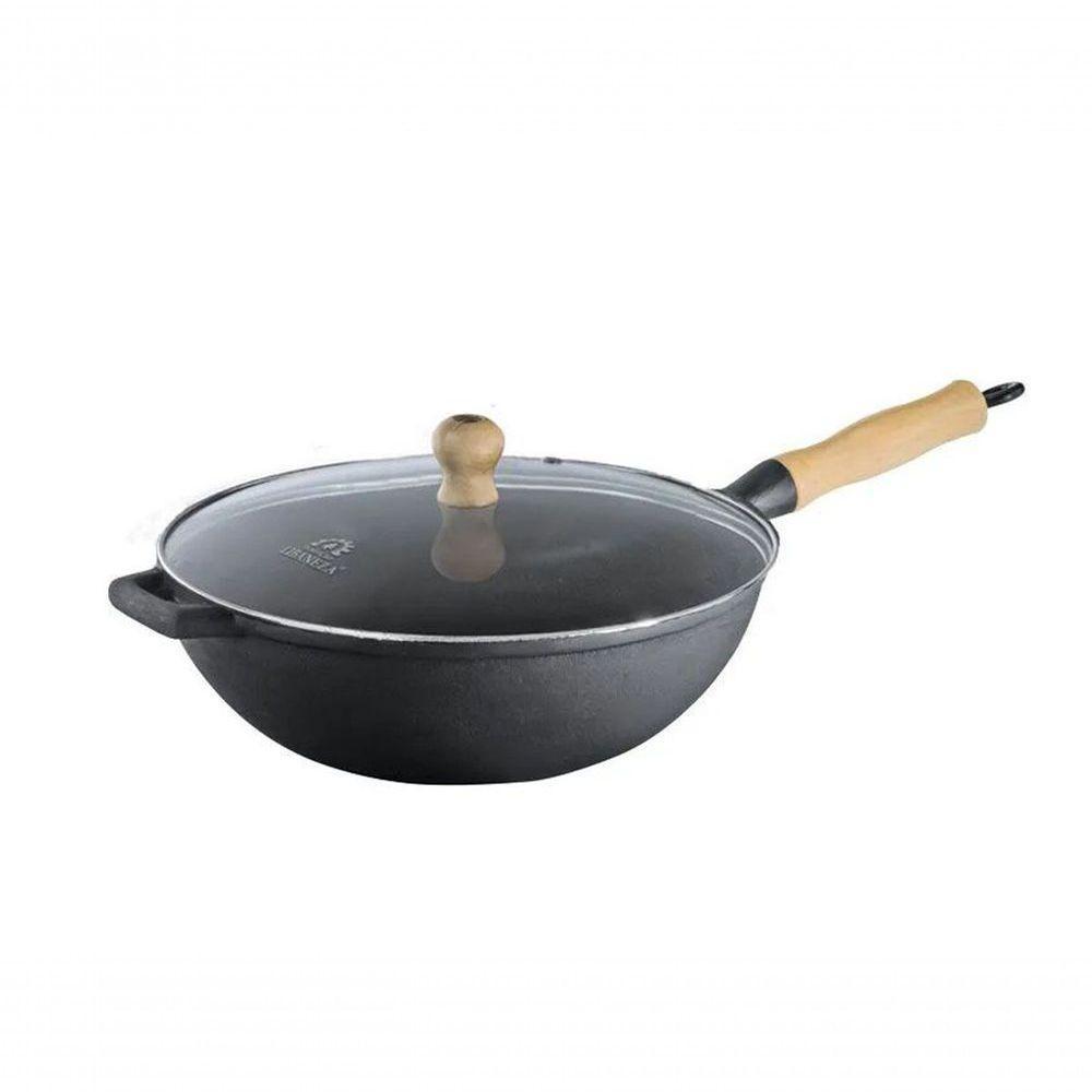 Panela Frigideira Wok Em Ferro Fundido Com Tampa Vidro 28 Cm. - 3