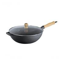 Panela Frigideira Wok Em Ferro Fundido Com Tampa Vidro 28 Cm. - 1