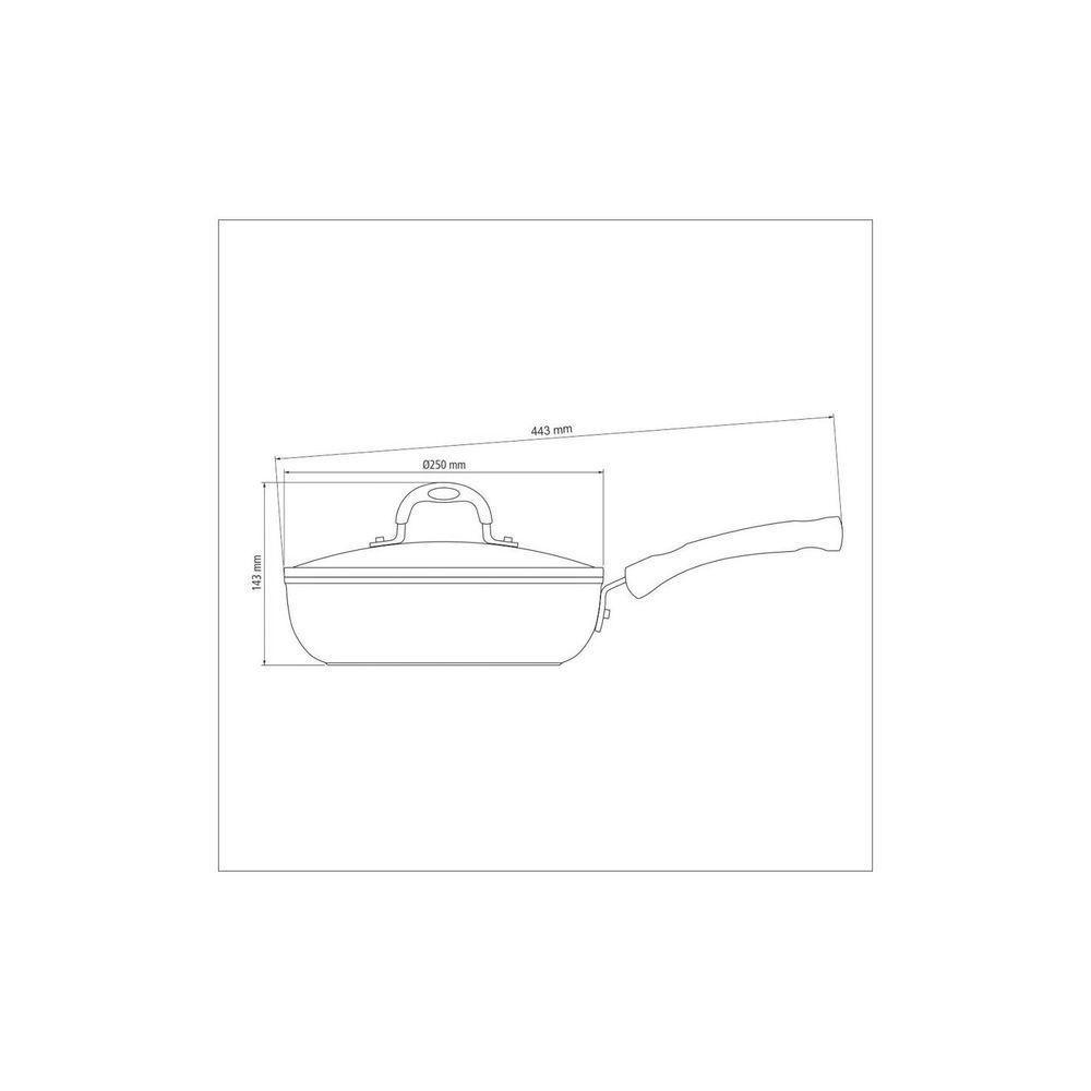 Frigideira Funda Mônaco Induction 24cm 2,7l Alumínio Antiaderente Preto Com Tampa De Vidr - 3