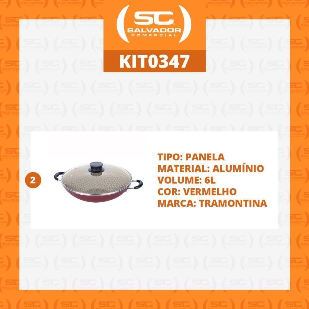 Kit - 2 Panelas Wok 6l Alumínio 36 Cm Paris Vermelho - Tramontina - 2