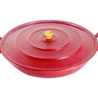 Frigideira Alumínio Craqueada Alça Madeira Vermelha 36cm - 1