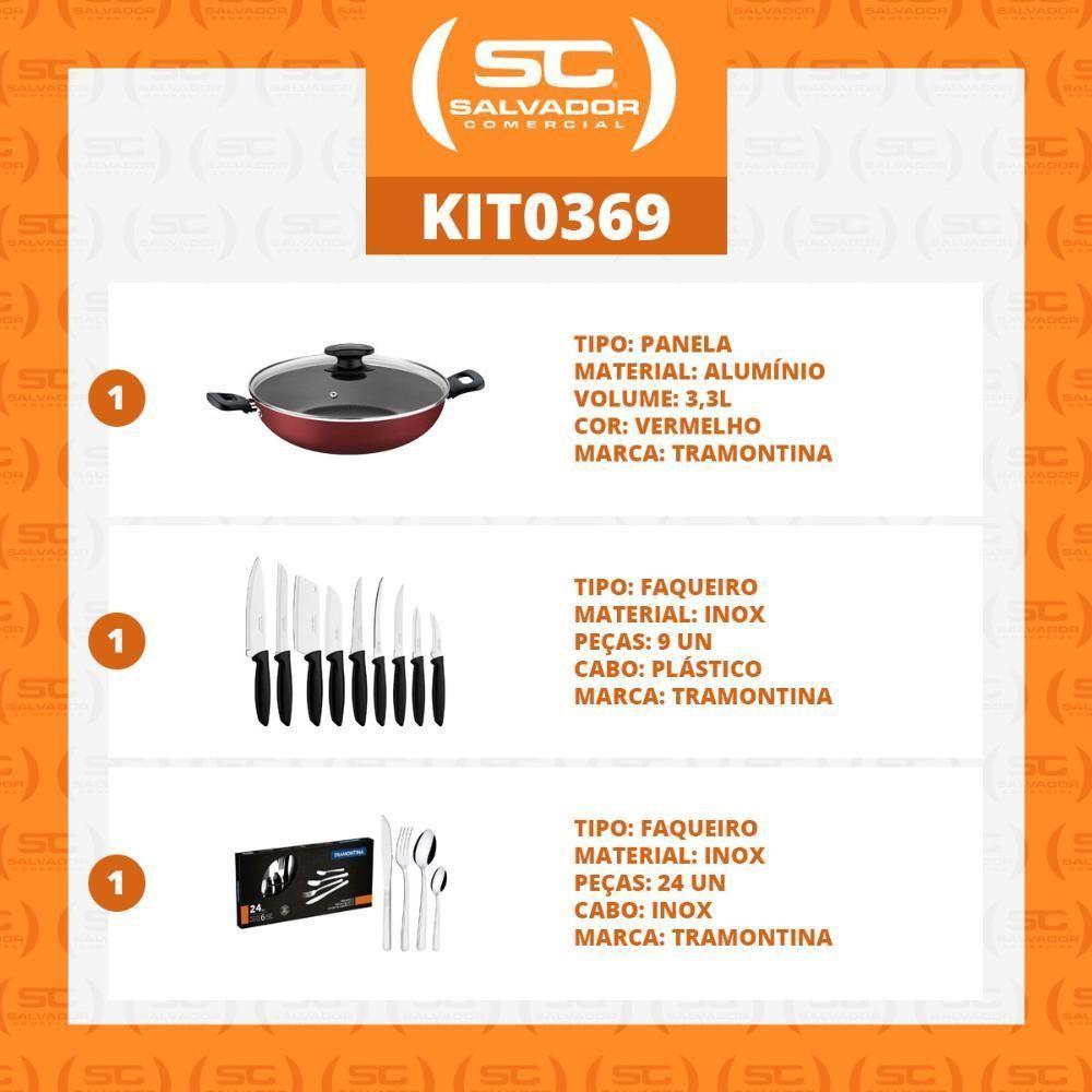 Kit - Panela Wok Alumínio 28cm + 1 Conjunto Facas 9pç + 1 Faqueiro Inox 24pç - Tramontina - 2