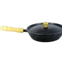 Frigideira Alumínio Craqueada Cabo de Madeira Preta 22cm - 1