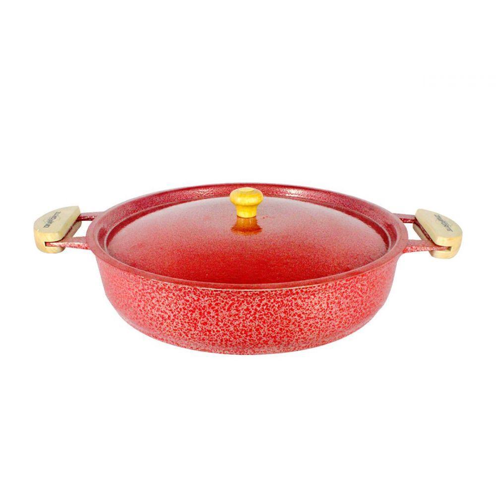 Frigideira Alumínio Craqueada Alça Meia Lua Vermelha 28cm - 2