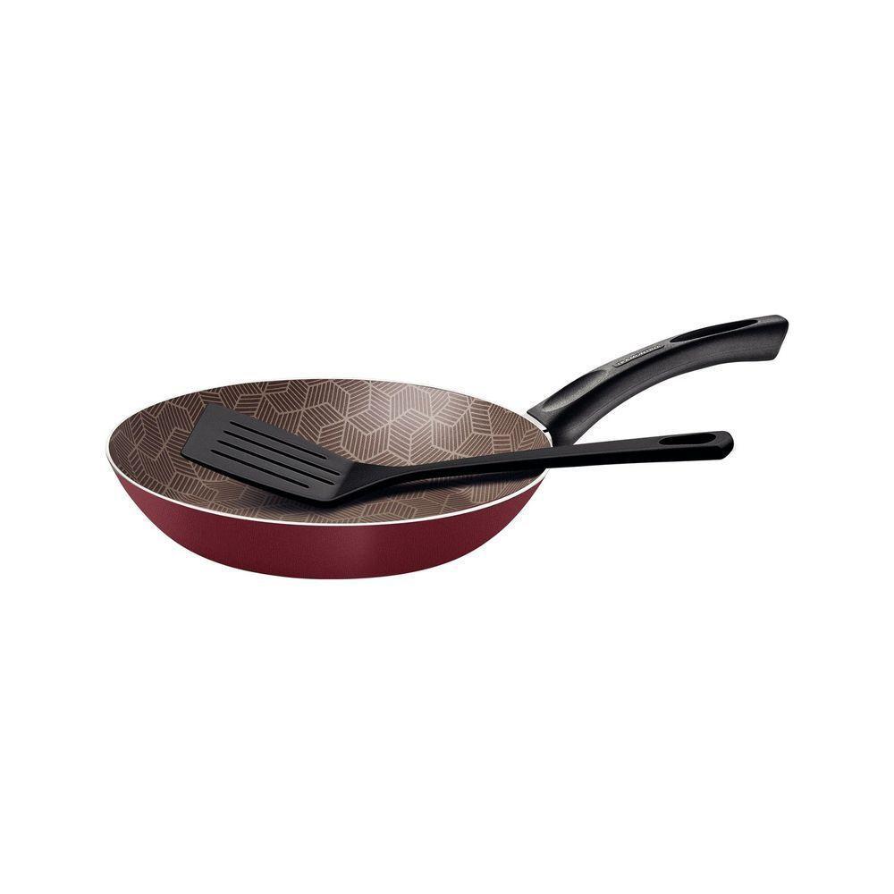 Frigideira Paris 20cm 0,8l Em Alumínio Com Antiaderente Starflon Max Vermelho Com Espátul - 1