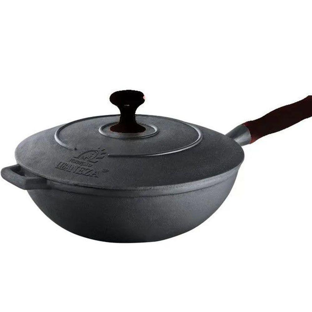 Panela Wok em Ferro Fundido com Cabo Silicone Preto - 1