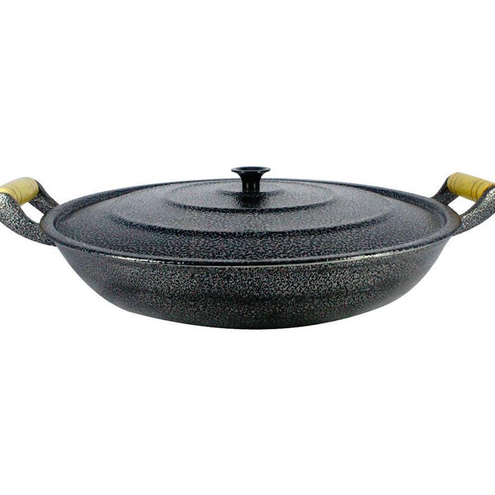 Frigideira Alumínio Craqueada Alça Madeira Preta 36cm - 1