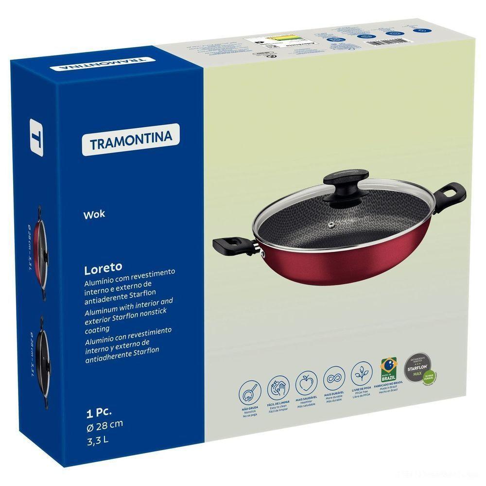 Wok Tramontina Loreto Alumínio Revestimento Antiaderente Starflon Max Grafite 28 Cm 3,3 L Tramontina - 3