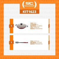 Panela Wok Paris Alumínio Antiaderente 36cm E Espátula De Silicone Verano Vermelho - Tramontina - 5