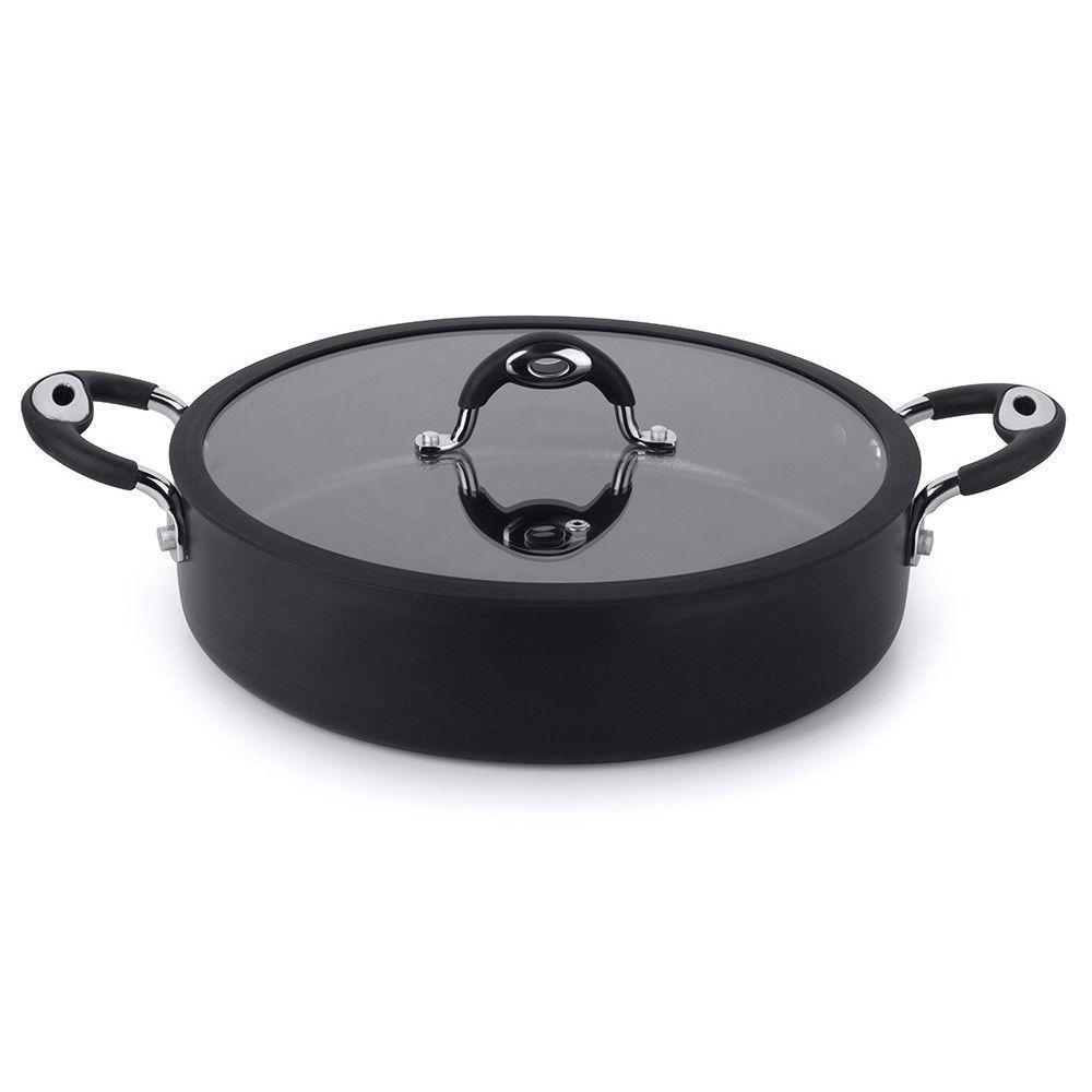 Frigideira Tegame Dom Preta 30 Cm 4,8 L Em Alumínio Com Revestimento Antiaderente, Alças Em Silicone - 1