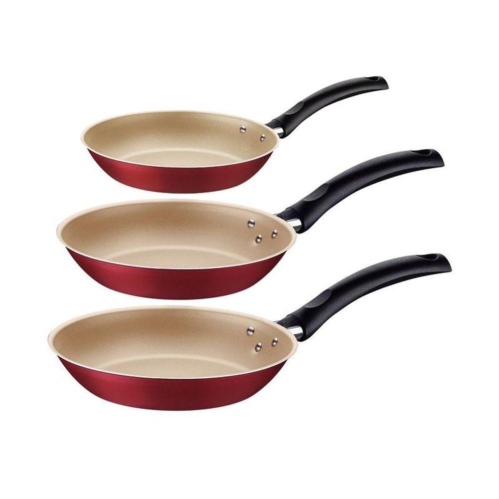 Jogo De Frigideiras Turim Em Alumínio Antiaderente Starflon Vermelho 3 Pcs - Tramontina - 1