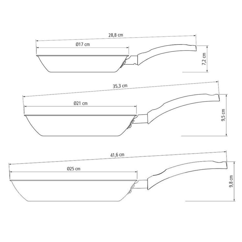 Jogo De Frigideiras Turim Em Alumínio Antiaderente Starflon Vermelho 3 Pcs - Tramontina - 10