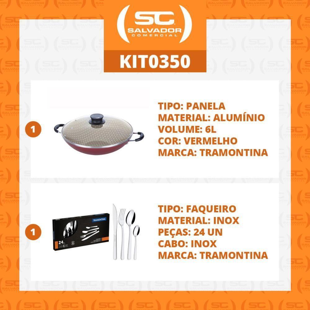 Kit - Panela Wok 6l Alumínio 36 Cm Paris Vermelho + 1 Faqueiro Inox 24pç - Tramontina - 2