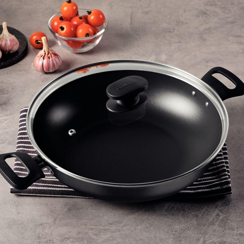 Panela Wok Loreto Com Rev. Interno E Externo Em Anti. Starflon Max 28 Cm 3,3L - Tramontina Grafite - 2