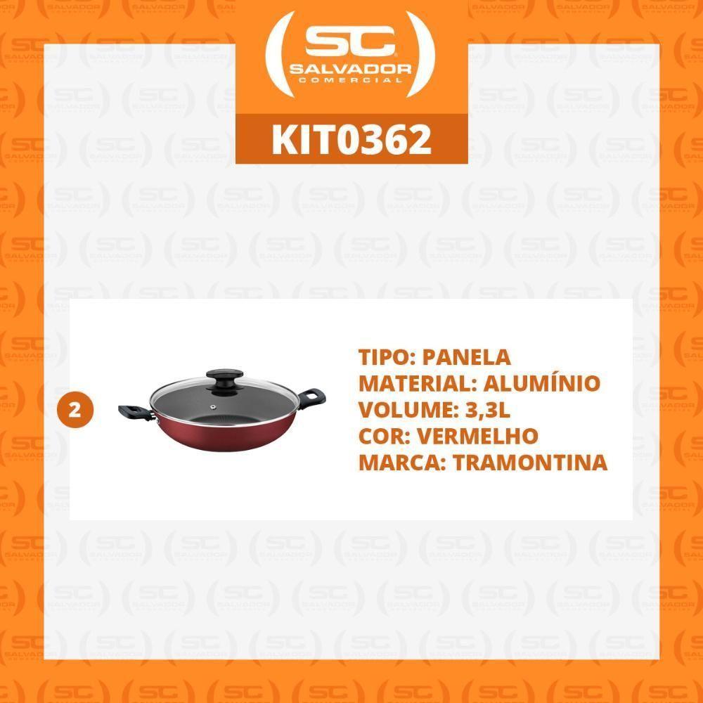 Kit - 2 Panelas Wok Alumínio 28cm Loreto Vermelho - Tramontina - 2