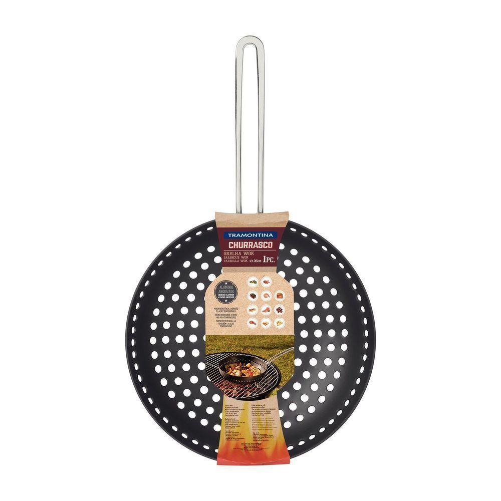 Grelha Wok Furada Tramontina Churrasco Em Alumínio Anodizado Com Cabo 26 Cm Tramontina - 5