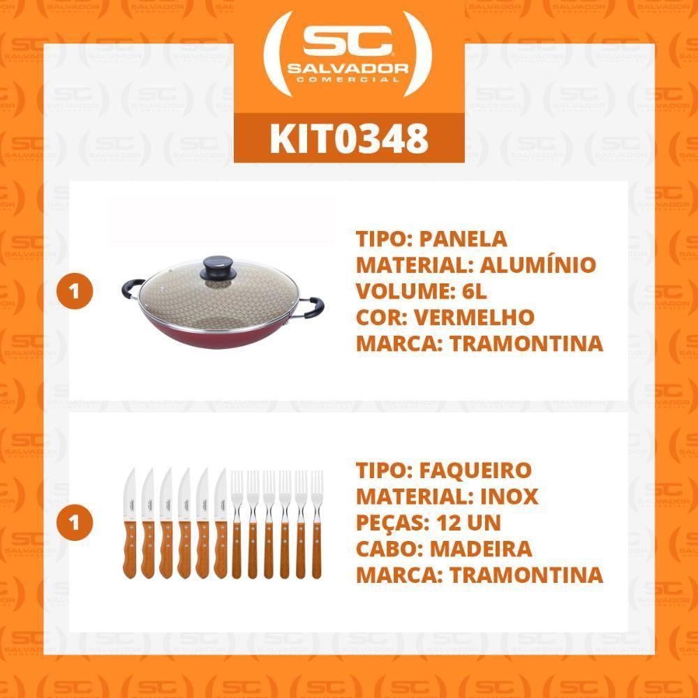 Kit - Panela Wok 6l Alumínio 36 Cm Paris Vermelho + 1 Jogo Churrasco 12pç - Tramontina - 2