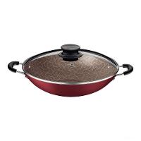 Wok Paris Com Revestimento Em Antiaderente Starflon Max Vermelho Tampa Vidro 32 Cm 4,4l - 1