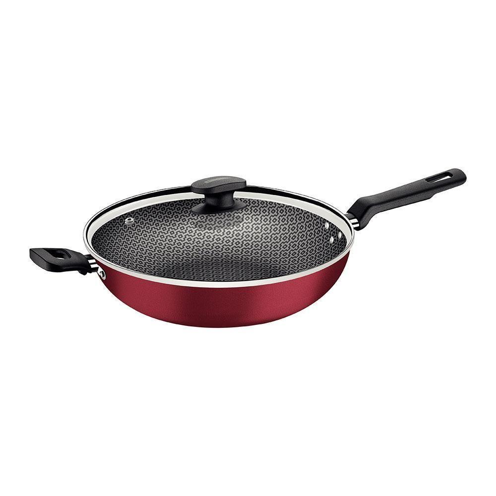 Wok Com Cabo Loreto Alumínio Revestimento Antiaderente 28 Cm 3,3 L Vermelho - Tramontina 20394728 - 1